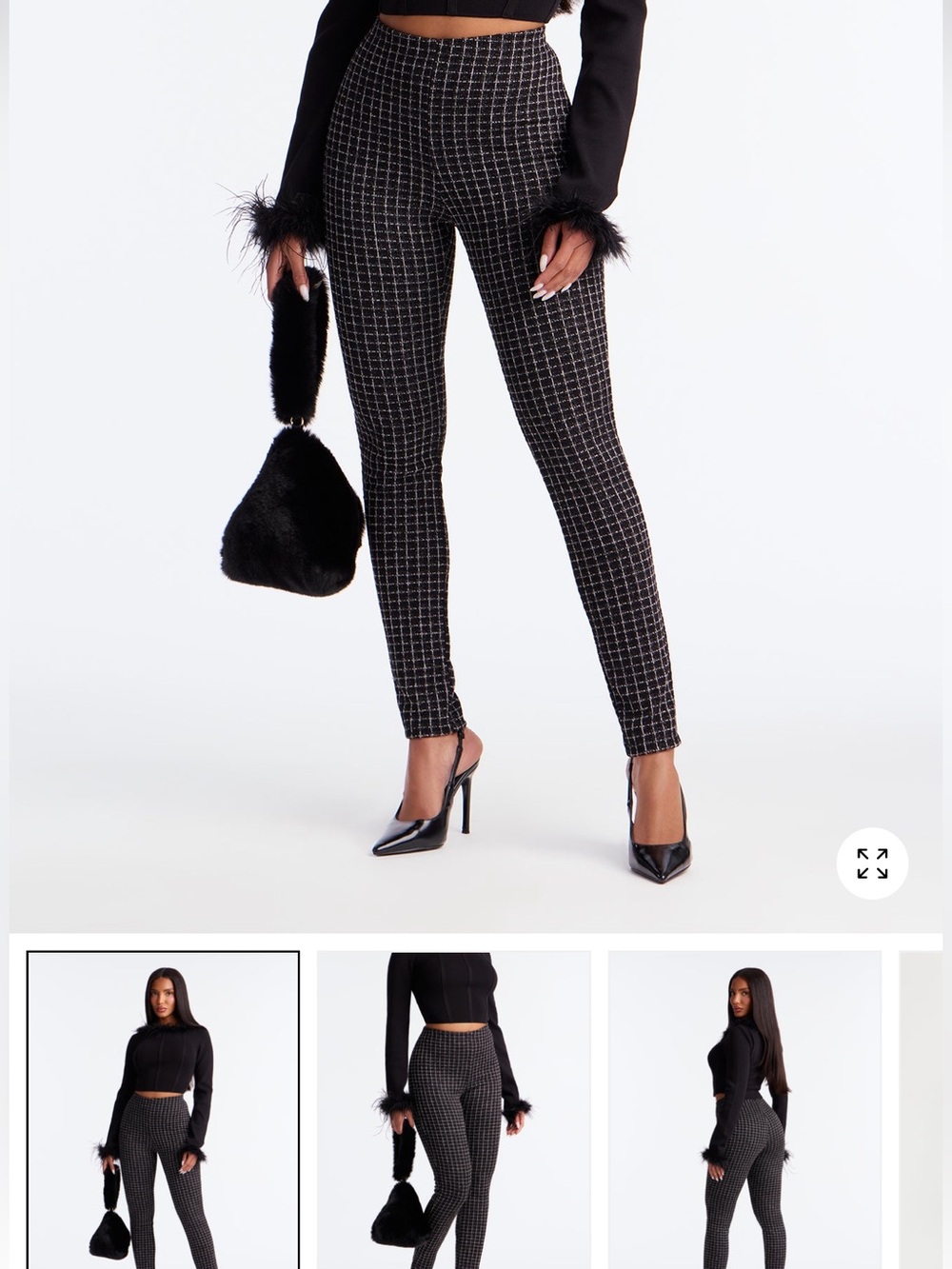 Fashion Nova Black & White Checked High-Waist Skinny Pants